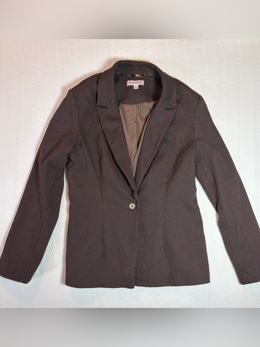 Nanette Lepore Women’s Jacket Size 8 Black Brown Check Rayon Blend Blazer